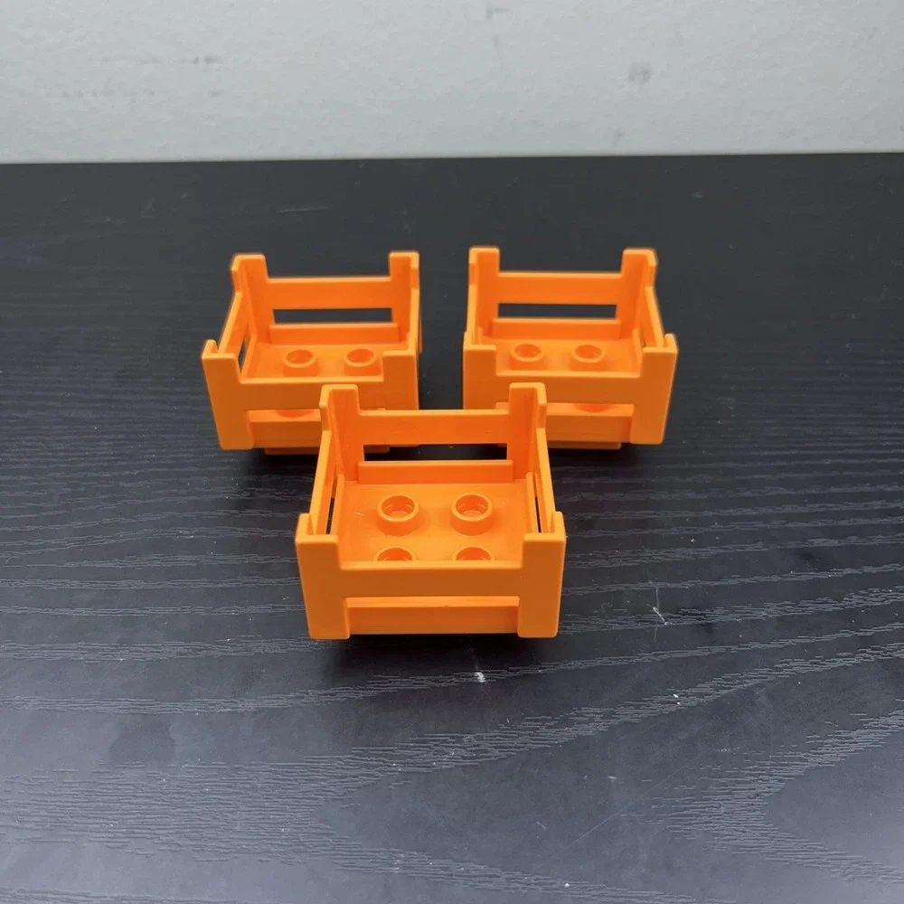 LEGO Duplo 6446 Crate Wooden Style Orange 4 x 4 lot of 3